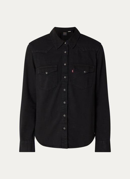 Levi's Heritage Western blouse van denim met borstzakken - voorkant 3 zwart