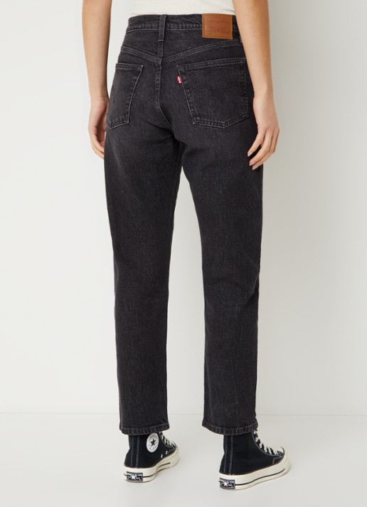 Levi's High waist cropped tapered jeans met gekleurde wassing - achterkant zwart