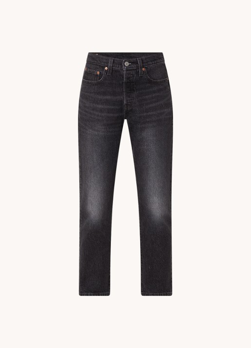 Levi's High waist cropped tapered jeans met gekleurde wassing - voorkant 4 zwart
