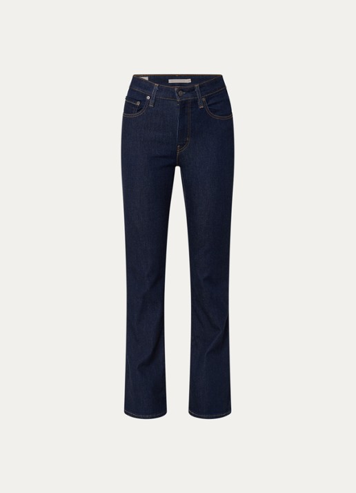 Levi's High waist flared jeans met donkere wassing  - voorkant indigo