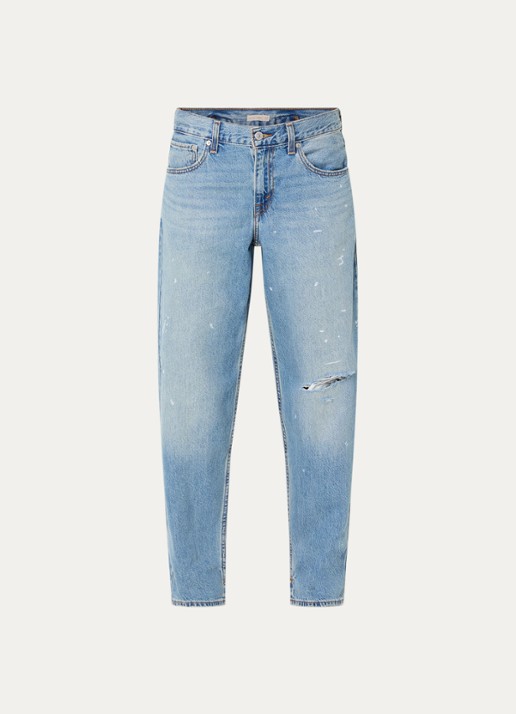 Levi's High waist loose fit jeans met destroyed afwerking - voorkant indigo