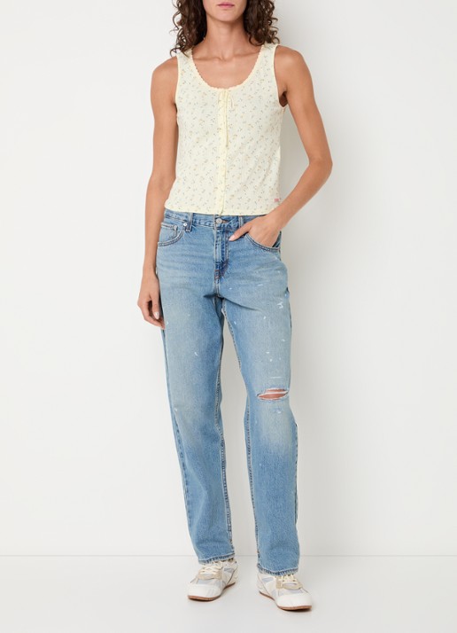 Levi's High waist loose fit jeans met destroyed afwerking - voorkant 2 indigo