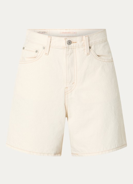 Levi's High waist loose fit korte broek van denim met gekleurde wassing - voorkant 2 creme