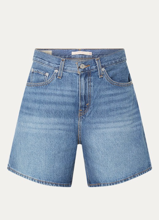 Levi's High waist loose fit korte broek van denim - voorkant indigo