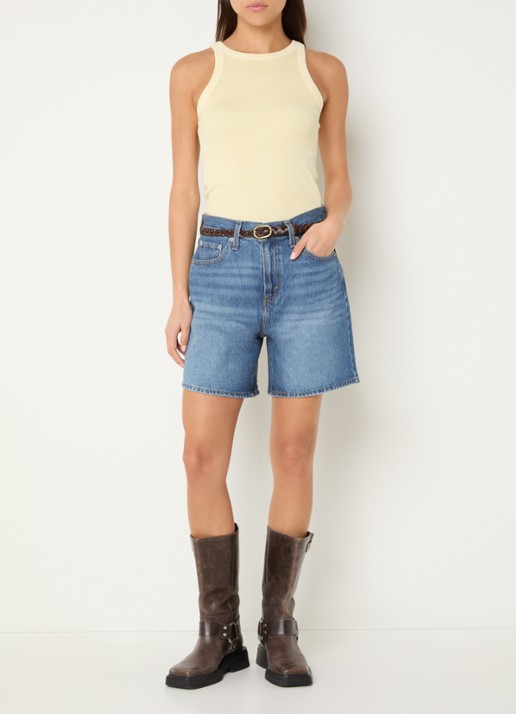Levi's High waist loose fit korte broek van denim - voorkant 2 indigo
