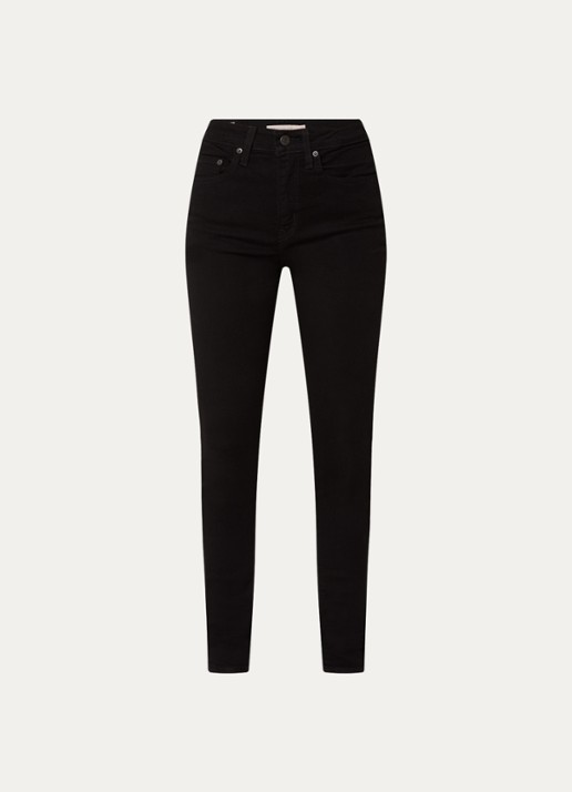 Levi's High waist skinny jeans met stretch - voorkant zwart