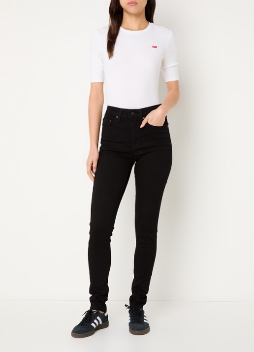 Levi's High waist skinny jeans met stretch - voorkant 2 zwart