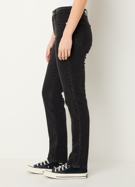 Levi's High waist slim fit jeans met gekleurde wassing - detail 5 zwart