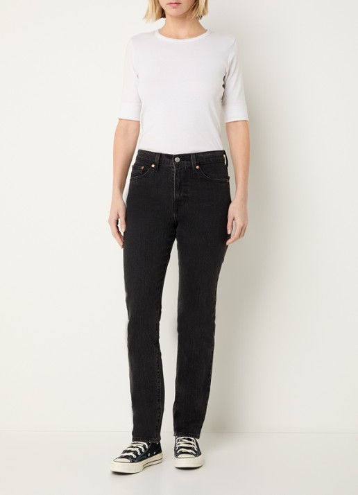 Levi's High waist slim fit jeans met gekleurde wassing - voorkant 3 zwart