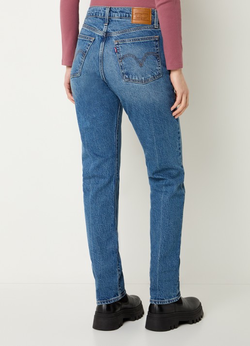 Levi's High waist slim fit jeans met medium wassing - achterkant 3 indigo