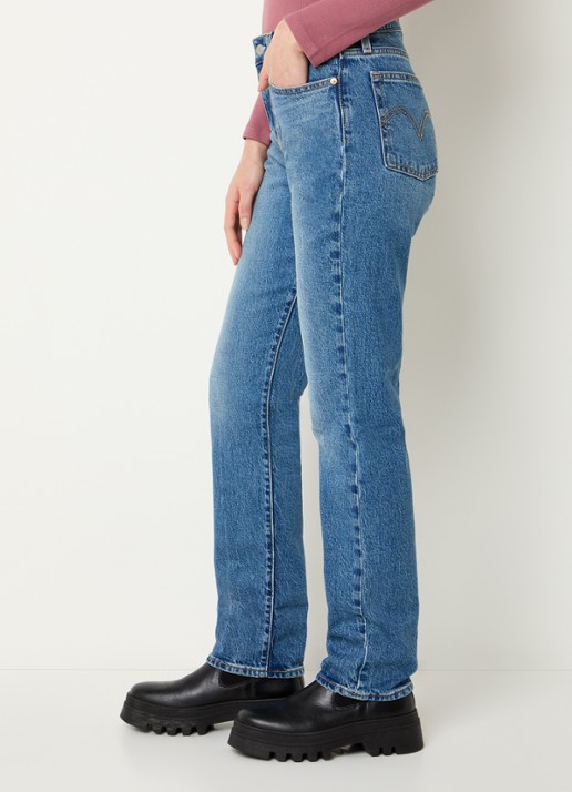 Levi's High waist slim fit jeans met medium wassing - detail 5 indigo