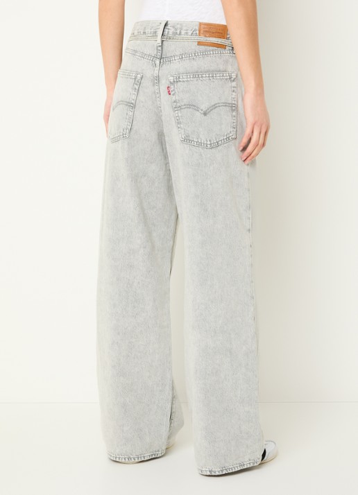 Levi's High waist straight fit jeans met gekleurde wassing en strikceintuur - achterkant lichtgrijs