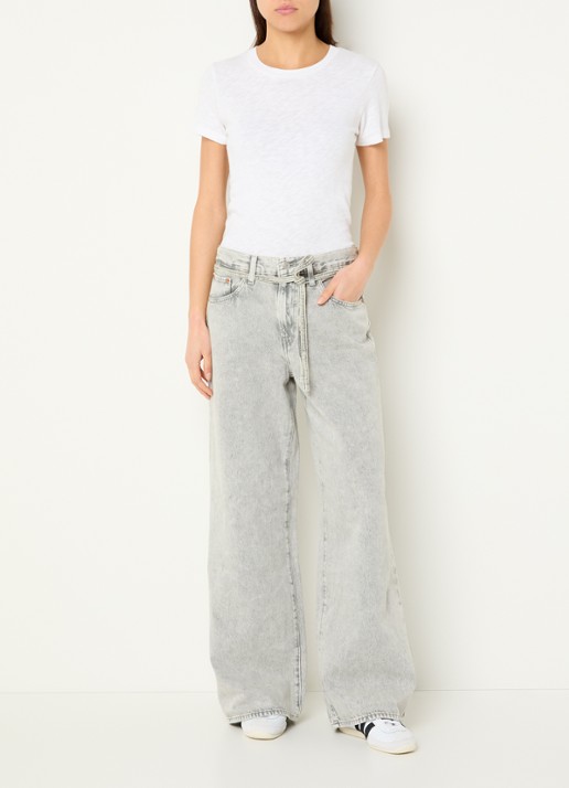 Levi's High waist straight fit jeans met gekleurde wassing en strikceintuur - voorkant 3 lichtgrijs
