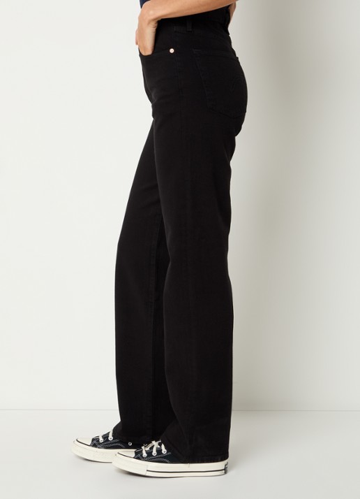Levi's High waist straight leg jeans met gekleurde wassing - detail 5 zwart