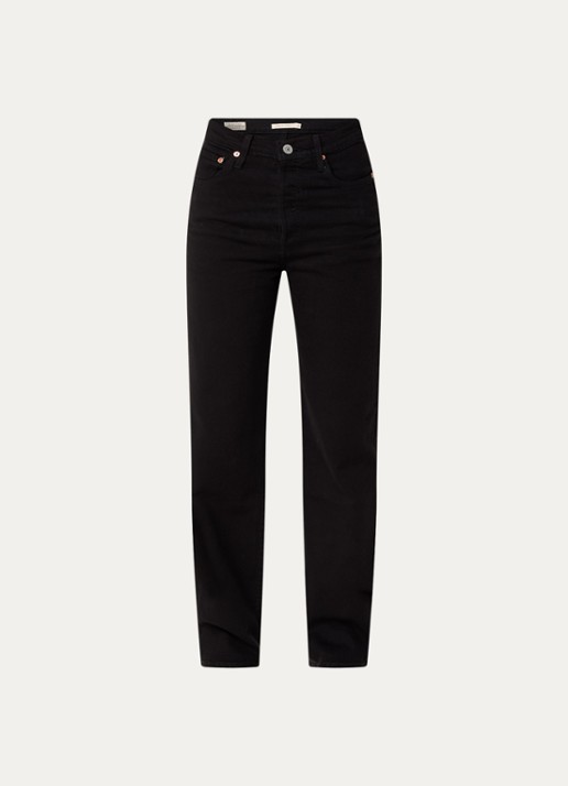 Levi's High waist straight leg jeans met gekleurde wassing - voorkant 2 zwart