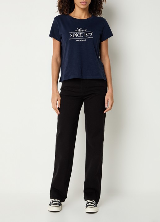 Levi's High waist straight leg jeans met gekleurde wassing - voorkant 3 zwart
