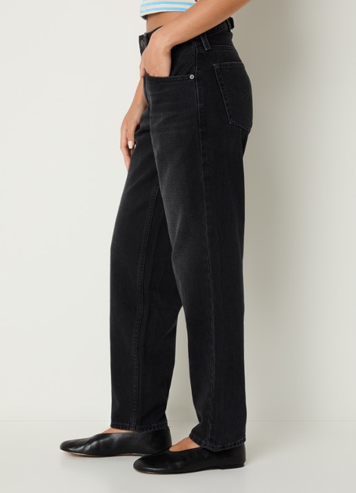 Levi's High waist straight leg jeans met gekleurde wassing - detail 5 zwart