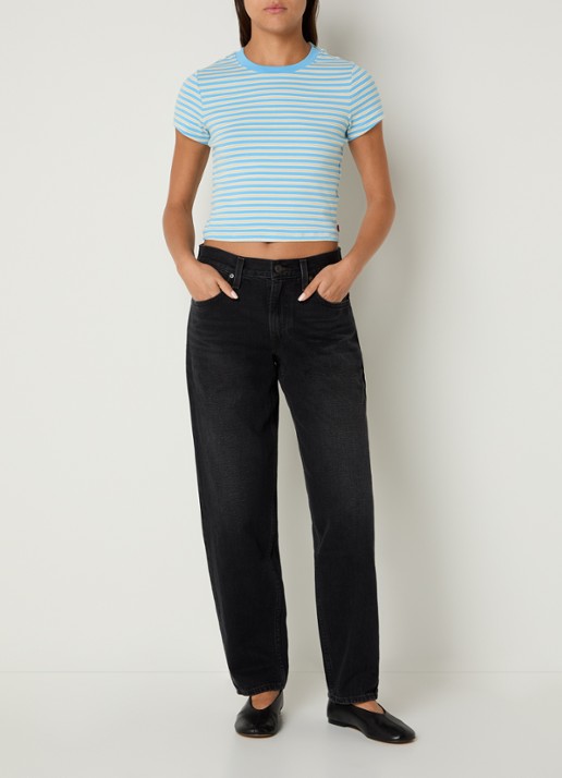 Levi's High waist straight leg jeans met gekleurde wassing - voorkant 2 zwart