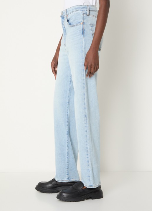 Levi's High waist straight leg jeans met lichte wassing - detail 3 lichtblauw
