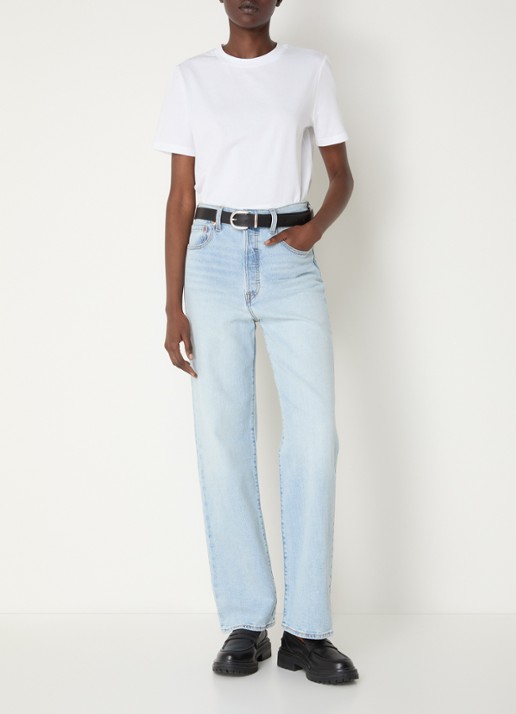 Levi's High waist straight leg jeans met lichte wassing - voorkant 5 lichtblauw