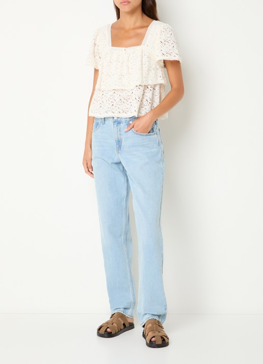 Levi's High waist straight leg jeans met lichte wassing - voorkant 2 indigo