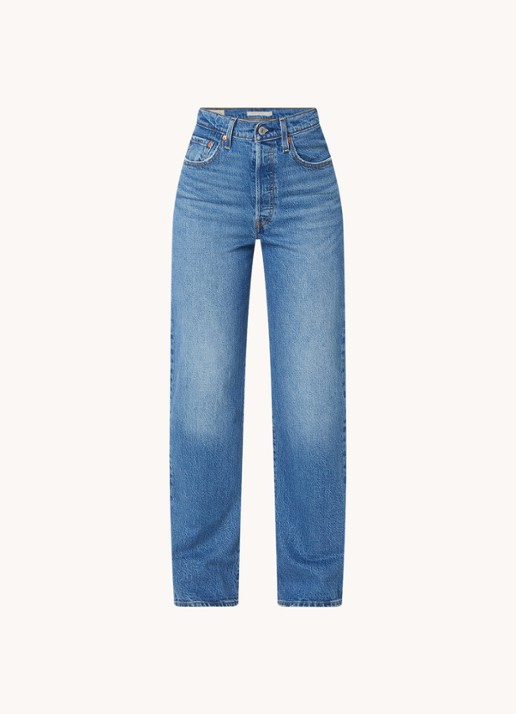 Levi's High waist straight leg jeans met medium wassing - voorkant indigo