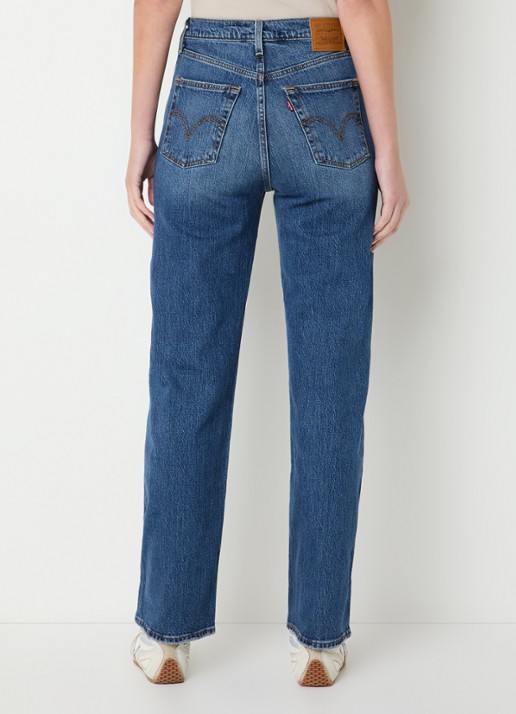 Levi's High waist straight leg jeans met medium wassing - achterkant 3 indigo