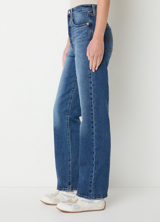 Levi's High waist straight leg jeans met medium wassing - detail 2 indigo