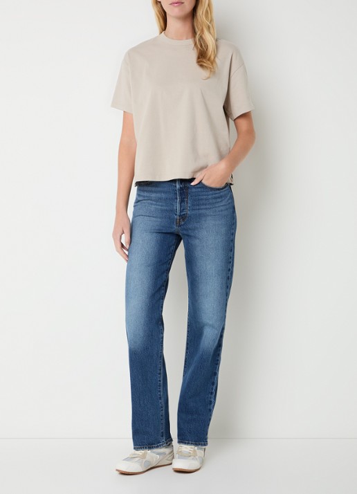 Levi's High waist straight leg jeans met medium wassing - voorkant 5 indigo