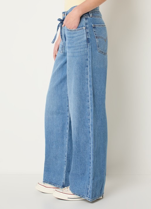 Levi's High waist straight leg jeans met medium wassing - detail 2 indigo
