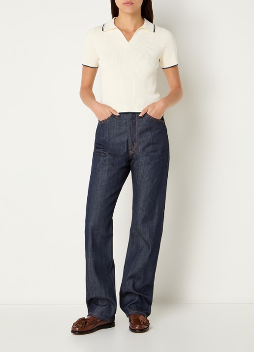 Levi's High waist straight leg jeans met steekzakken - voorkant 5 donkerblauw