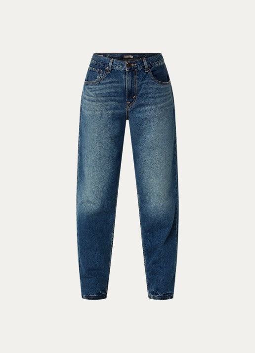 Levi's High waist tapered jeans met medium wassing - voorkant indigo