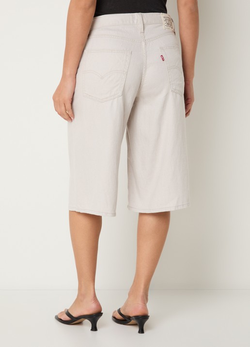 Levi's High waist wide fit korte broek in linnenblend met steekzakken - achterkant lichtgrijs