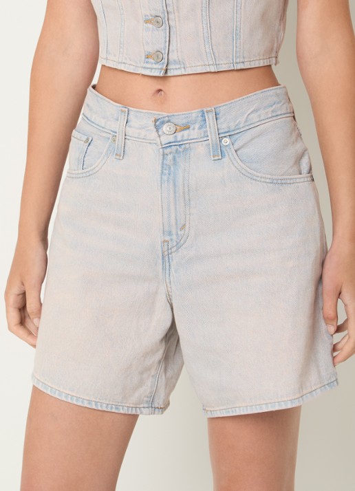 Levi's High waist wide fit korte broek met steekzakken - detail 3 indigo