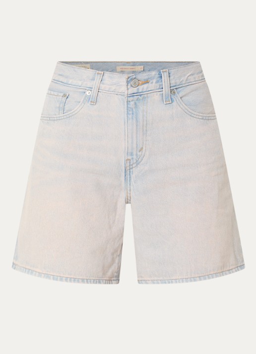 Levi's High waist wide fit korte broek met steekzakken - voorkant indigo