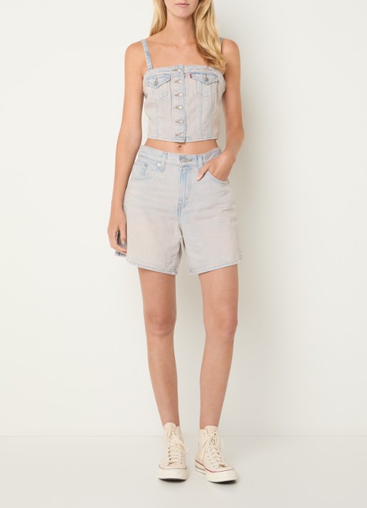 Levi's High waist wide fit korte broek met steekzakken - voorkant 2 indigo