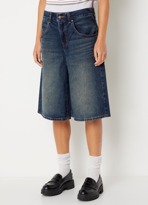 Levi's High waist wide fit korte broek van denim met donkere wassing