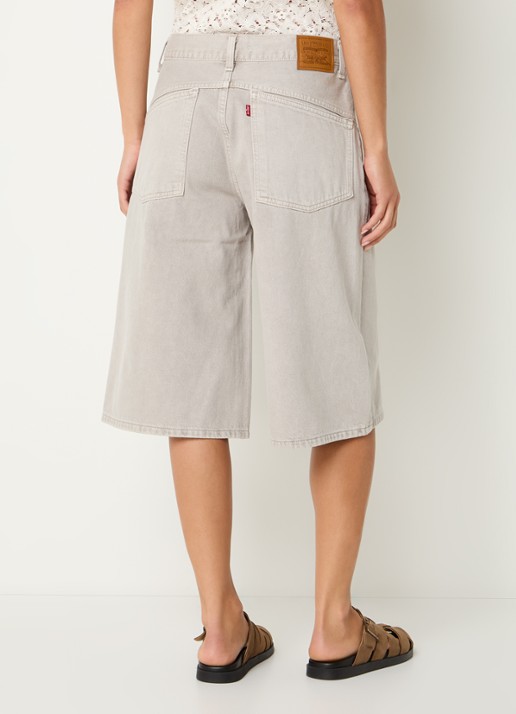 Levi's High waist wide fit korte broek van denim met gekleurde wassing - achterkant 4 lichtgrijs