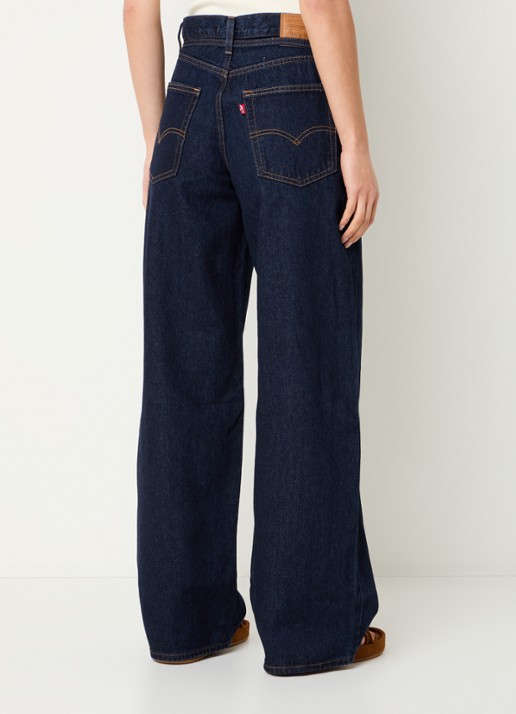 Levi's High waist wide leg jeans met donkere wassing en steekzakken - achterkant indigo