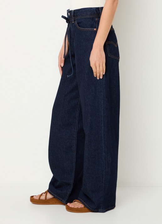 Levi's High waist wide leg jeans met donkere wassing en steekzakken - detail 5 indigo