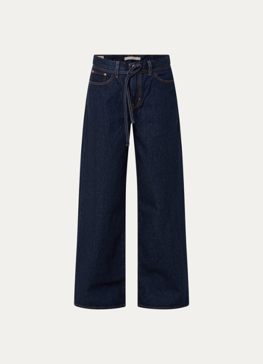 Levi's High waist wide leg jeans met donkere wassing en steekzakken - voorkant 2 indigo