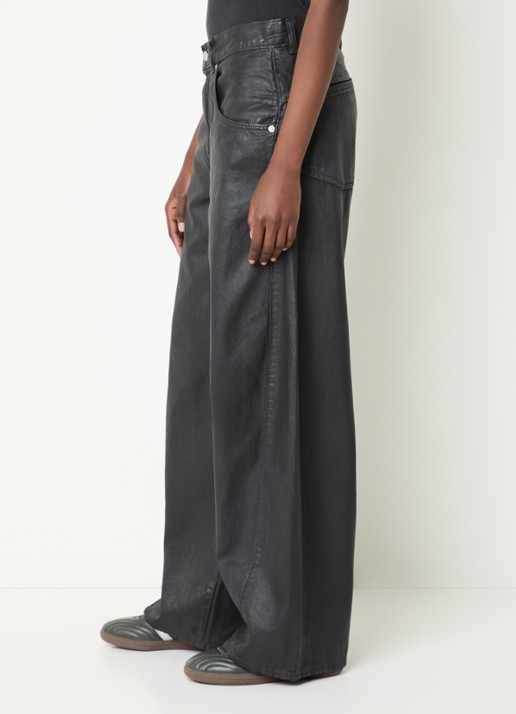 Levi's High waist wide leg jeans met glanzende finish - detail 3 zwart