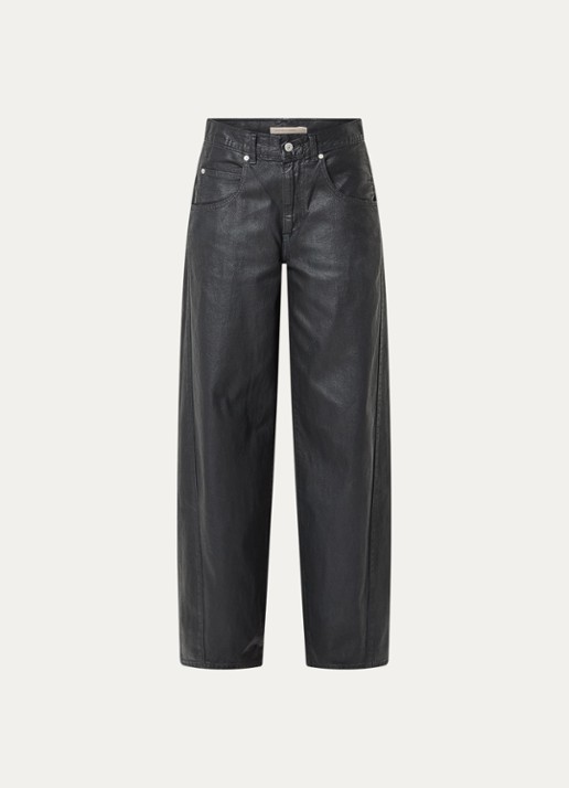 Levi's High waist wide leg jeans met glanzende finish - voorkant 4 zwart