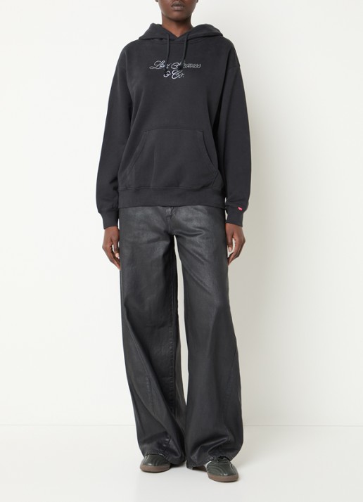Levi's High waist wide leg jeans met glanzende finish - voorkant 5 zwart
