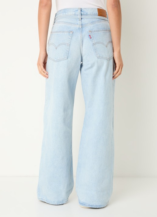 Levi's High waist wide leg jeans met lichte wassing en strikceintuur - achterkant 5 indigo