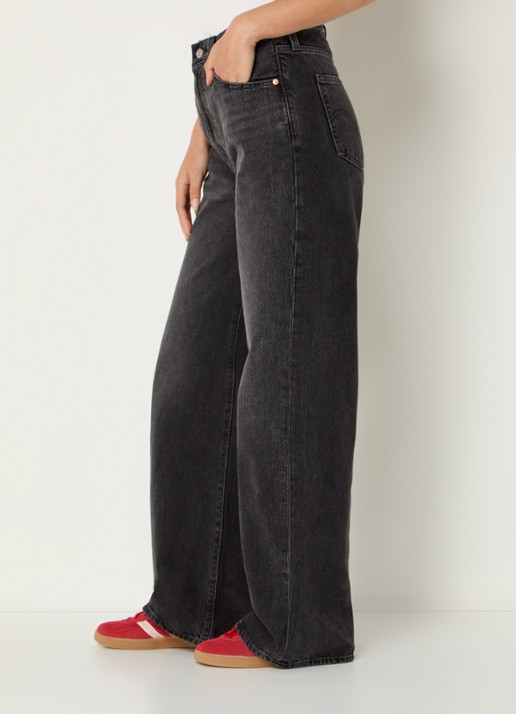 Levi's High waist wide leg jeans met steekzakken - detail 5 donkergrijs