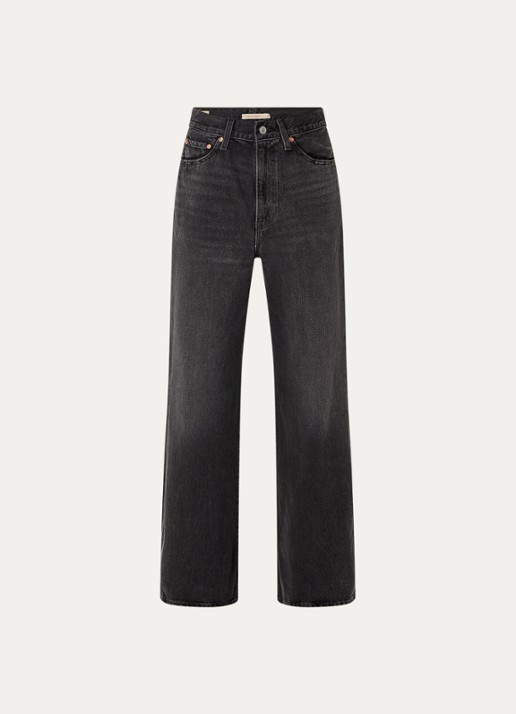 Levi's High waist wide leg jeans met steekzakken - voorkant 2 donkergrijs
