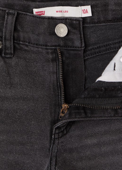 Levi's High waist wide leg jeans met stretch - detail donkerblauw