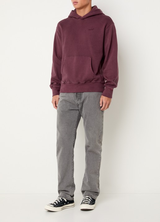 Levi's Hoodie met logoborduring - voorkant 2 bordeauxrood