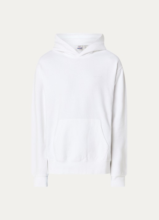 Levi's Hoodie met logoborduring - voorkant wit